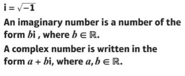 imaginary and complex numbers
