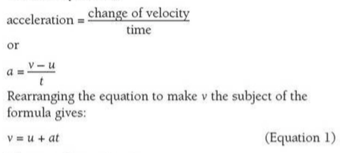 Equations for uniform acceleration